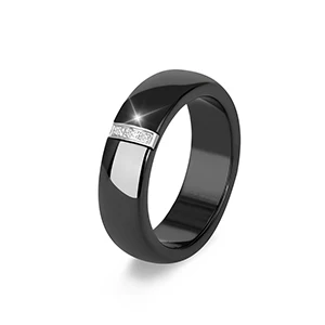 Новое классическое черно-белое керамическое кольцо, простой стиль, Хрустальные Обручальные кольца для женщин, красивый Подарок на годовщину, модное ювелирное изделие - Цвет основного камня: Black