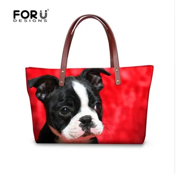 

Pretty women handbags large capacity Boston Terrier Puppy shoulder bag casual mujer travel bolsas handbag ladies messenger bags
