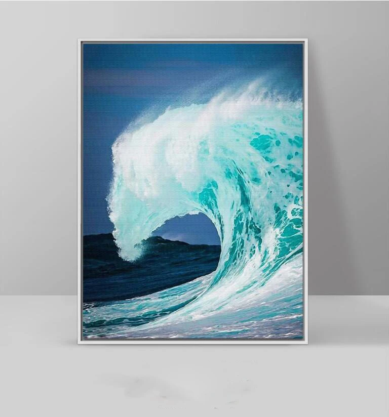 

Rolling Waves Surf Sea Landscape Nordic Modern Decorative Painting on Canvas Modern Living Room Wall Artwork Unframed