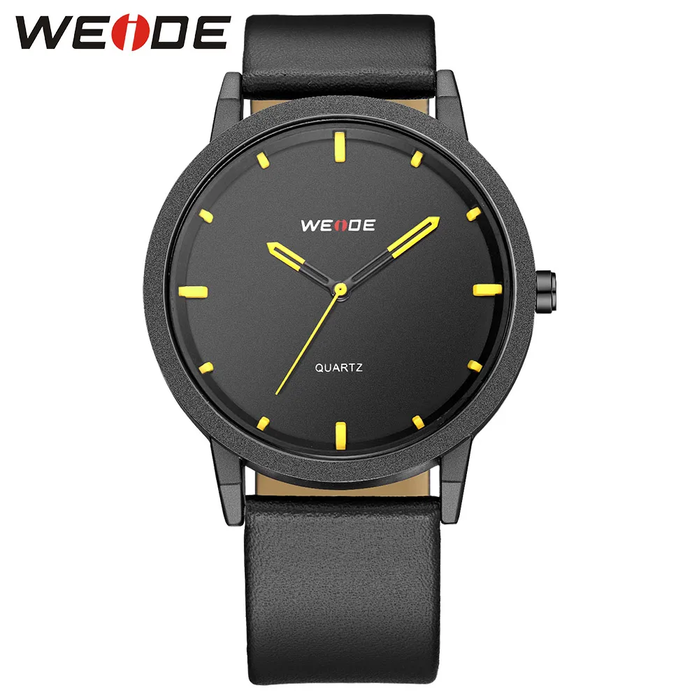 WEIDE кожаные мужские часы Роскошные Аналоговые кварцевые водонепроницаемые
