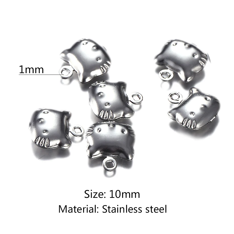 20 шт./лот 10x11 мм Нержавеющая сталь, милая подвеска в виде котенка подвески для ручной работы DIY аксессуары для ювелирных изделий
