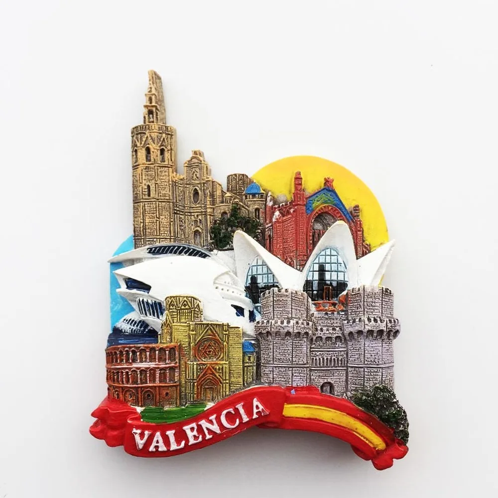BABELEMI Испания Valencia ориентир здание холодильник сувенирные магниты холодильник стикер сообщение смолы напоминание декоративные настенные