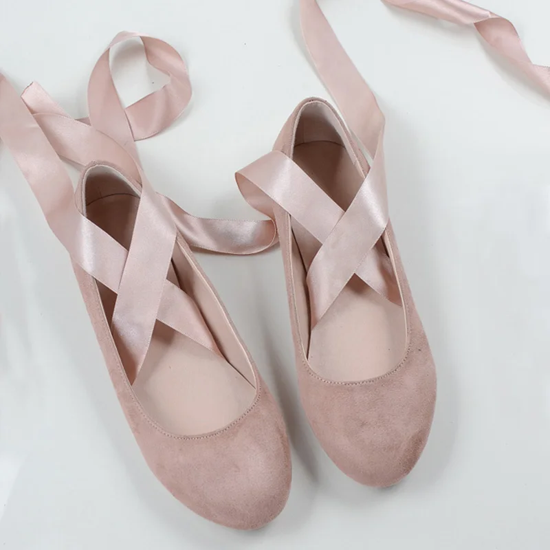 ribbon lace up ballet flats