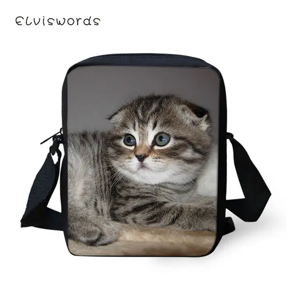 CDWX3279E ELVISWORDS женские сумки-мессенджеры шотландские складные сумки для девочек с рисунком кошек, сумки через плечо, модные дорожные мини-кошельки Kawaii с животными - Цвет: CDWX3279E