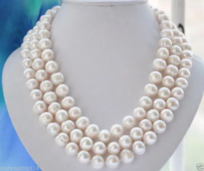 

FREE SHIPPING HOT sell new Style >>>>natural 9-10mm white freshwater baroque pearl necklace 50''