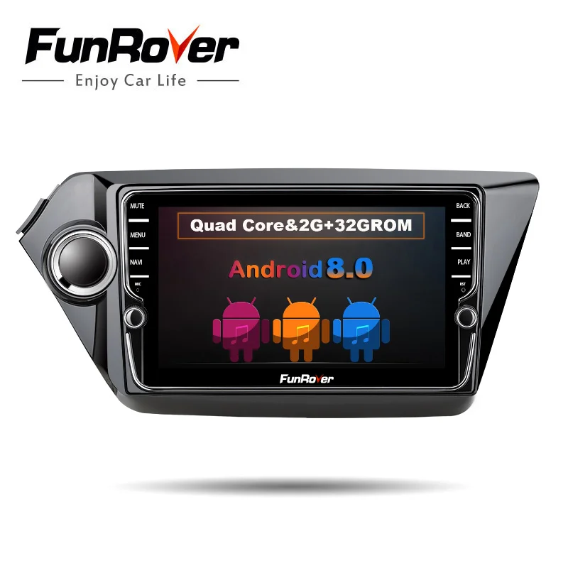 Top Funrover 8" IPS Android8.0 car dvd player for KIA RIO K2 2011-2016 gps navigation car stereo multimedia player with BT WIFI RDS 0