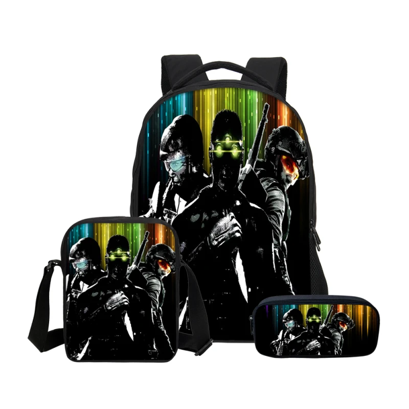 Kaufen VEEVANV Schule Rucksäcke Männer Tasche Bleistift Fall 3 teile satz regenbogen sechs siege bagpack Kinder Teenager Mochila junge reise Laptop Bookbag