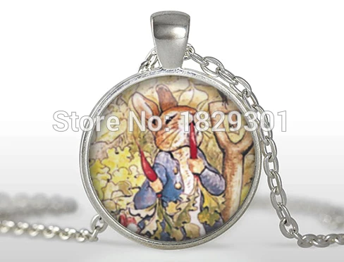 

Peter Rabbit Necklace Beatrix Potter Pendant Jewelry Glass Dome Pendant Necklace HZ1