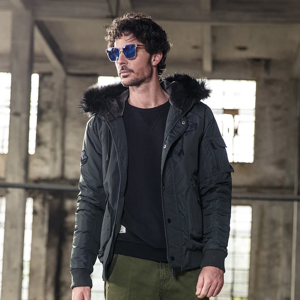 

Fur Hooded Parka Coat Men 2017 Warm Winter Jackets Men Fur Parka Jaquetas Masculina Inverno Winterjas Mannen Parka Homme Green