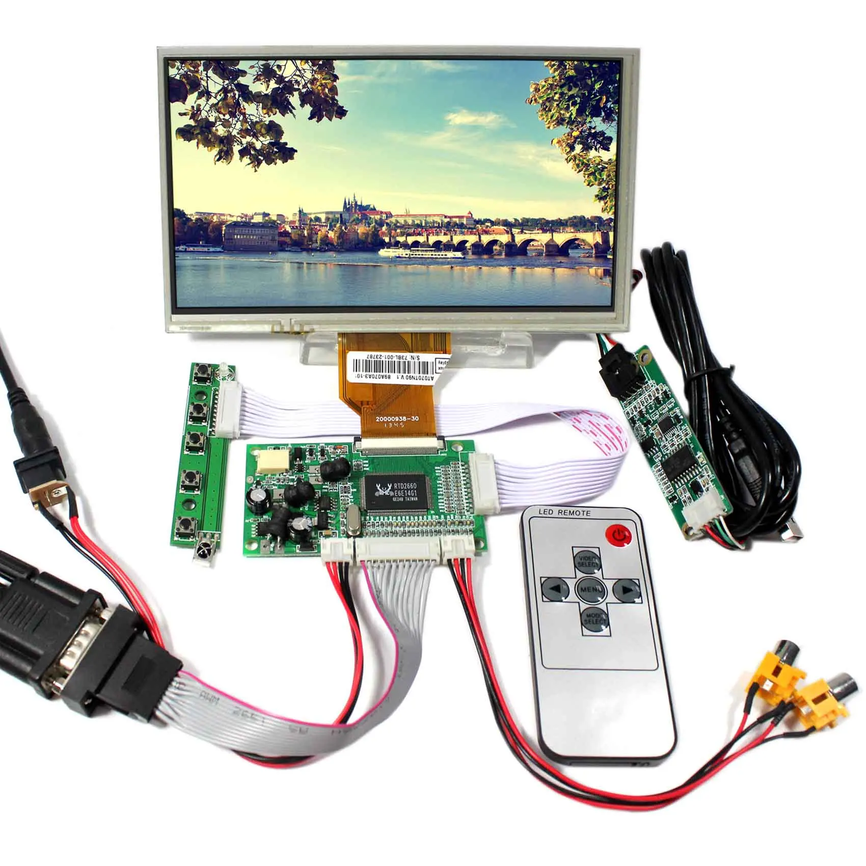 7-дюймовый AT070TN90 800x480 ЖК-дисплей с сенсорной панелью VS070TP-A5 + VGA 2AV ЖК-контроллер |