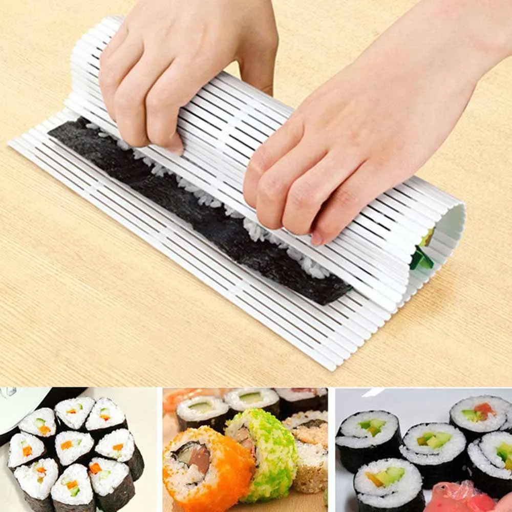 

1PC Plastic Sushi Mat Glutinous Rice Roller Rolling Maker Molds Cake Roller Sushi Accessories Kitchen Tools Gadgets