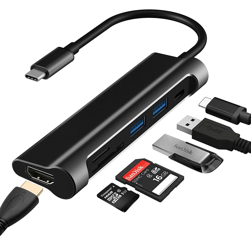 Amkle USB C HUB USB C 3.1 to HDMI SD/TF Card Reader USB Type C Charging Port 2 USB 3.0 HUB Adapter for MacBook Pro Type C HUB Amkle USB C HUB USB C 3.1 to HDMI SD/TF Card Reader USB Type C Charging Port 2 USB 3.0 HUB Adapter for MacBook Pro Type C HUB