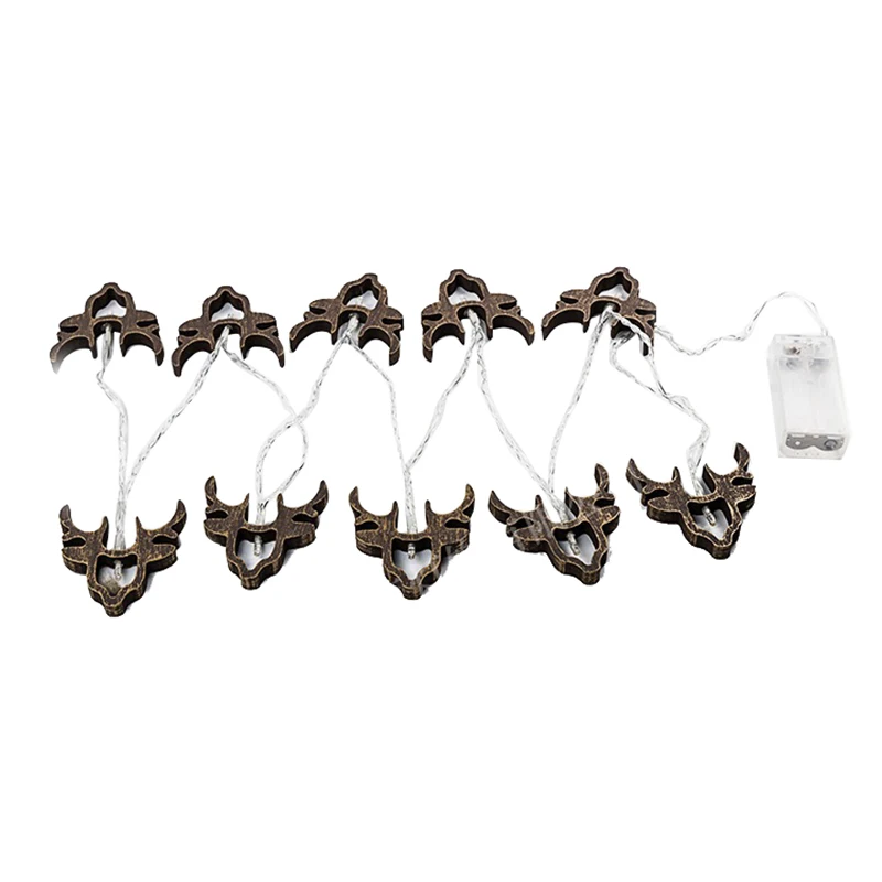 

1.65M 10 LED Warm String Lights Wooden Reindeer Elk Desgin Santa Christmas Retro Deer Battery Operated Xmas Decor white