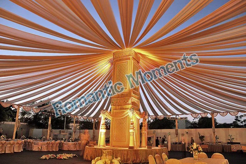 24 Pieces Outdoor Banquet Golden Ceiling Drape Canopy Drapery For