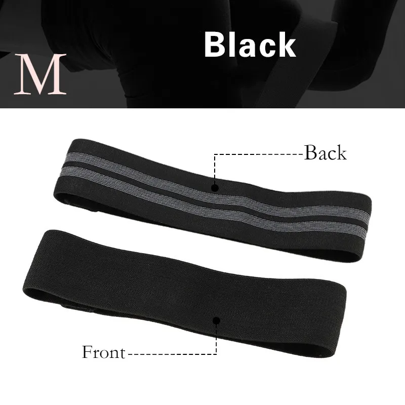 Эластичные мягкие Нескользящие резиновые фитнес-бинты для фитнеса, очень эластичные компрессионные бандажи для тренажерного зала, для упражнений на бедрах, с круглыми петлями, бандажи Q - Цвет: Black M