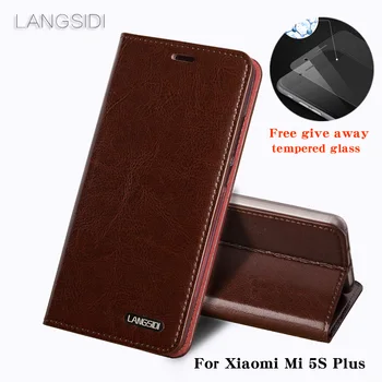 

Cases For Xiaomi Mi5S Plus phone case Oil wax skin wallet flip Stand Holder Card Slots leather case to send phone glass film