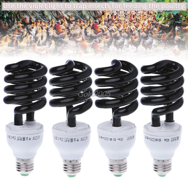 

E27 15/20/30/40W UV Ultraviolet Fluorescent Blacklight CFL Light Bulb Lamp 220V G07 Drop ship