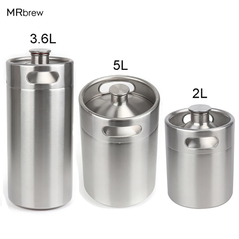 Online El más nuevo de acero inoxidable 304 5L 3.6L 2L Mini barril de cerveza Growler portátil botella de cerveza de elaboración de cerveza herramienta