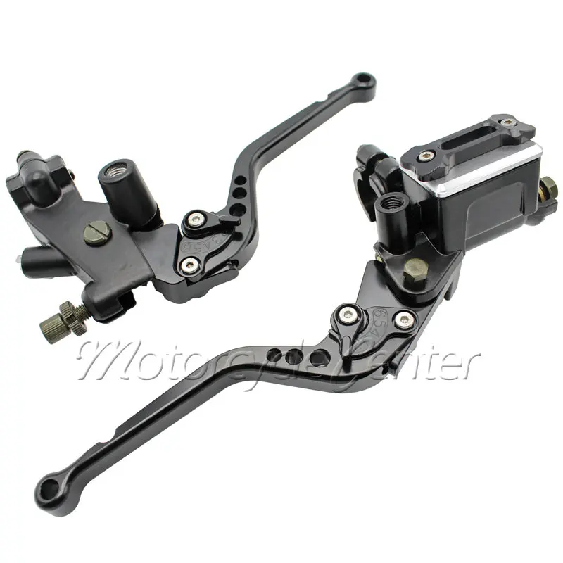 

Universal Handlebar 7/8" 22mm Motorcycle Pump Master Cylinder Kit Reservoir Long Brake Clutch Levers Set For Suzuki Black