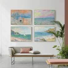 Abstrato moderno paisagem arte da parede famoso monet pintura da lona nórdico cartaz impressão parede imagem para sala de estar casa decorativa