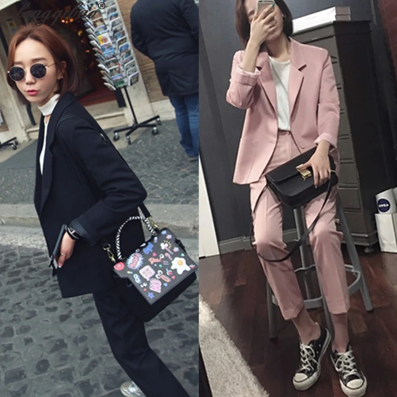 Brand Women 2 Pieces Sets Womens Business Suits black Pants Suit Formal OL Business Suit Long Sleeve trouser suit Brand Women 2 Pieces Sets Womens Business Suits black Pants Suit Formal OL Business Suit Long Sleeve trouser suit