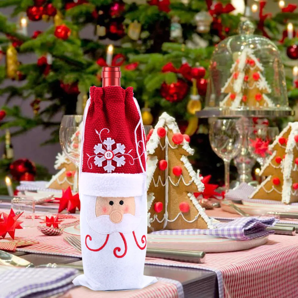 Christmas Wine Bottle Cover Bags Christmas Decoration Home Party Santa