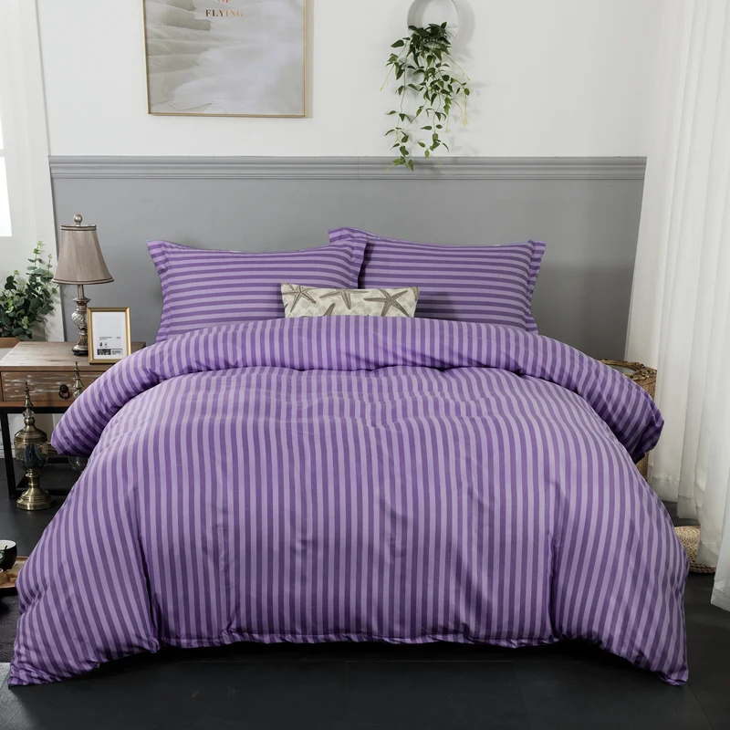 

Striped Bedding Set Queen King Size Solid Duvet Cover Pillow Cases Soft Bed Linen Set For Children 3pcs