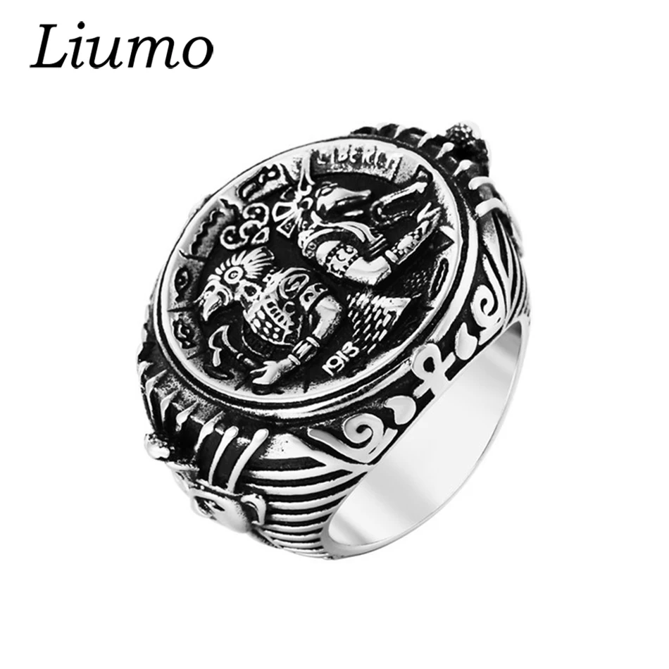 

Liumo Trendy Black Anubis Pharaoh Patron Pyramid Cross The Eye of God Men 316L Stainless Steel Biker Ring Lr828