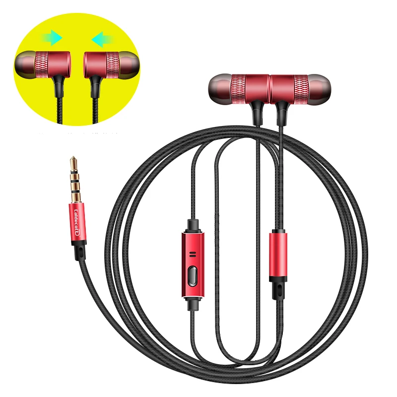New arrive Red metal Headset Wired Microphone Earphones for Android