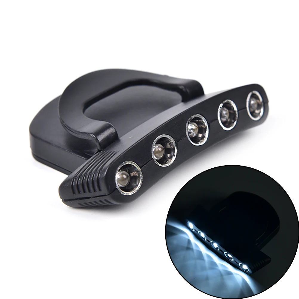 5 LED Headlamp Cap Light Clip-on Hat Light Hands Free Bright Head Lamp Lanterna Camping Cycling