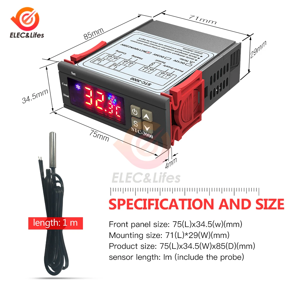 Φ 3008 3018 220V 10A цифровой регулятор температуры терморегулятор охлаждающий