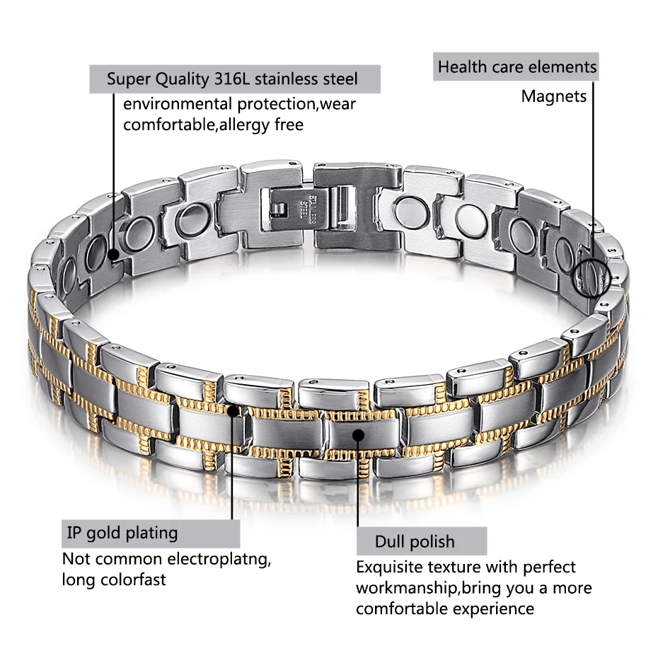 Модные украшения Исцеления Магнитный Титан Браслет для мужчин или женщин хорошо здоровья 8," Голограмма браслеты OTB-1265SG