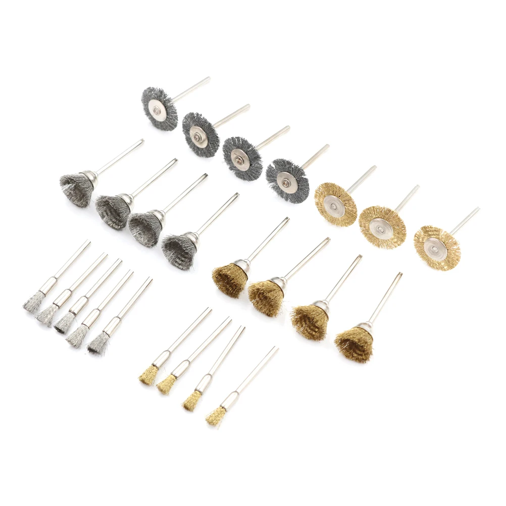 24pcs/lot Brass Brush Wire Wheel Brushes Die Grinder Rotary Electric