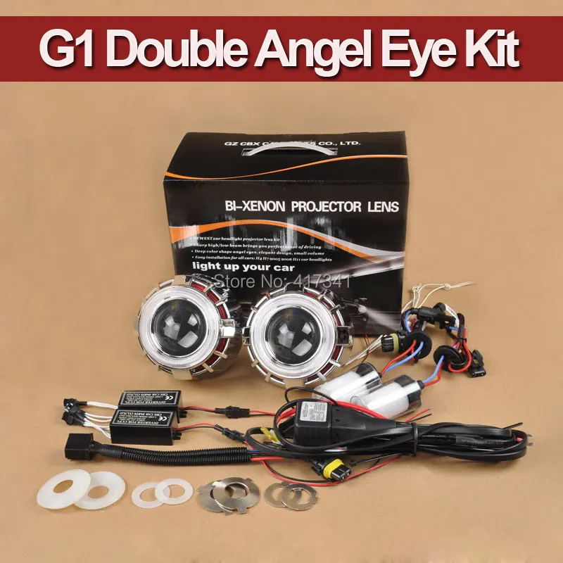 

G1 2.5 Inches CCFL Double Angel Eyes Bi-xenon Projector Lens Kit H4 H7 Quick Install LHD RHD for Car headlight Modification