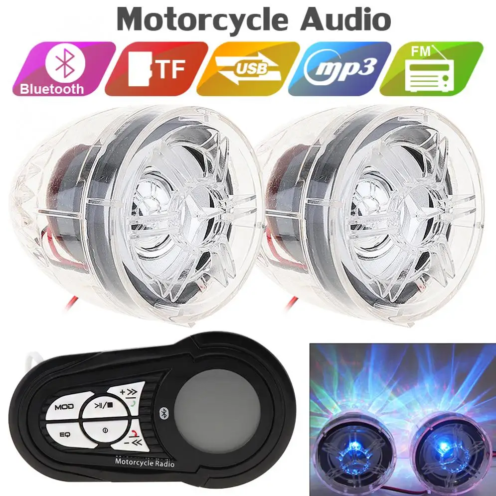 

2pcs 30W Motorcycle Waterproof Anti-theft Bluetooth MP3 Speaker Support AUX-IN Audio Input and USB TF for Motorbike and Scooter