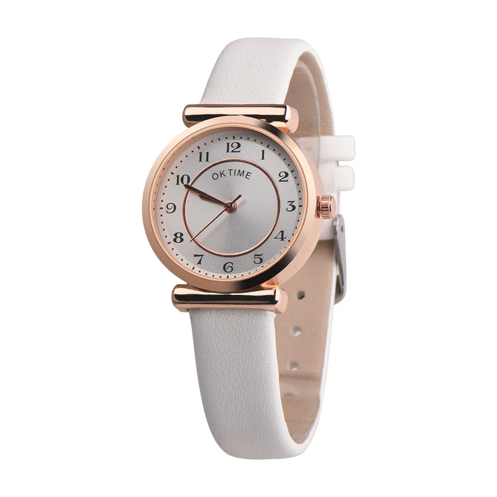 Роскошные модные женские часы, кварцевые Ретро дизайн, кожаный ремешок, аналоговые кварцевые наручные часы из сплава, женские часы Bracelet P20