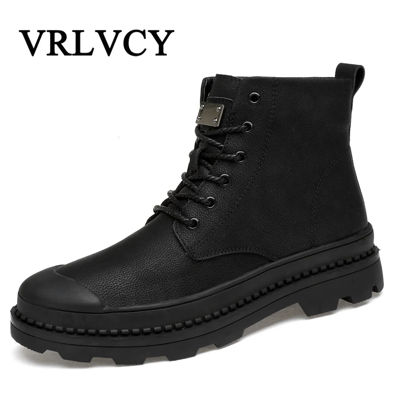 

Winter leather Men Boots Work casual Boots Men Winter Shoes Male Rubber Snow Leather Ankle boots for men 38-46
