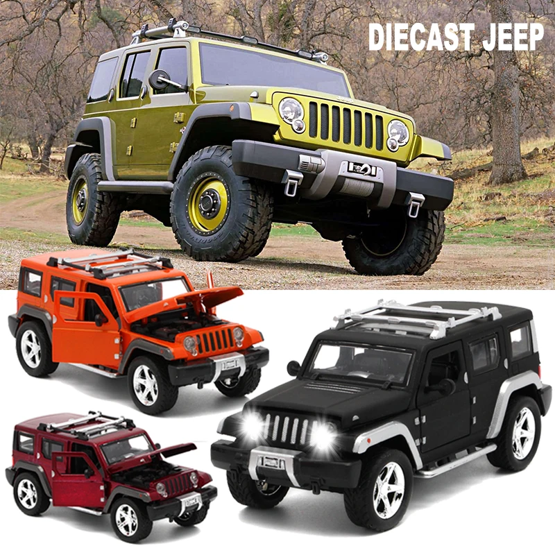 15Cm length Diecast Jeep Wrangler Model Cars Metal Toys For Children With Openable Doors Music Light