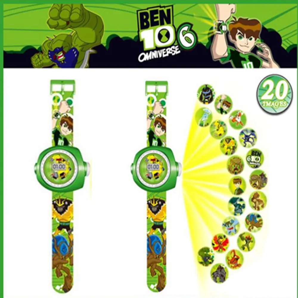 1 шт. Мультяшные цифровые часы Ben 10 фигурки Ben10 проектор 20 стилей изображения детская Подарочная игрушка