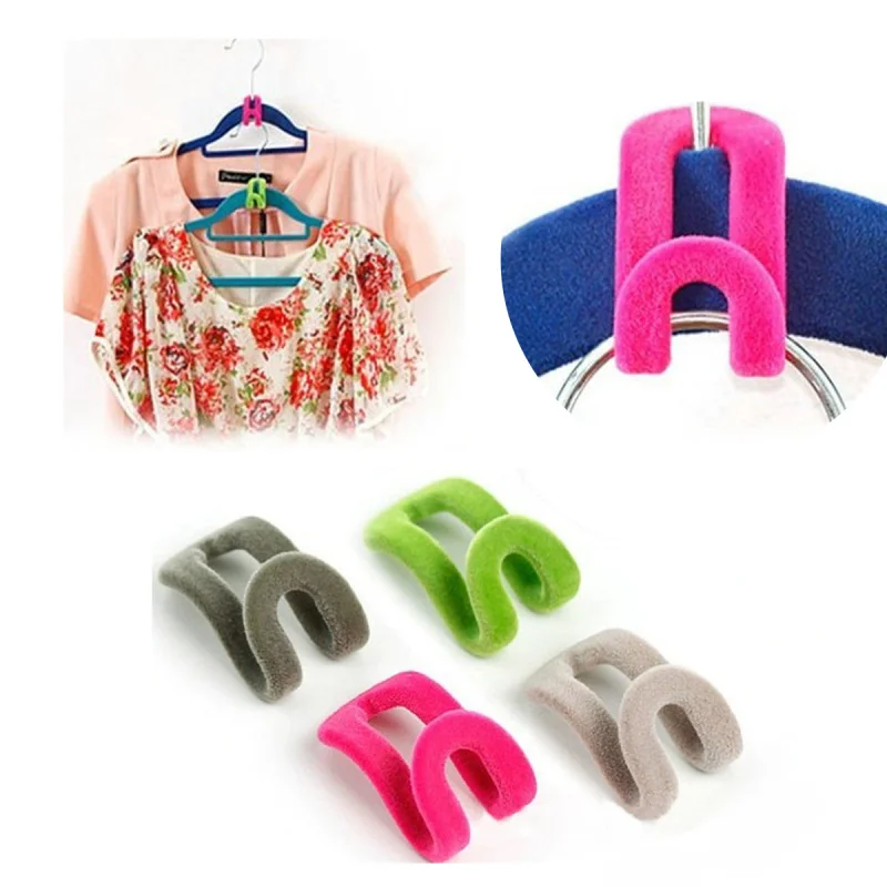 

10Pcs/set Multifunction Save Space Anti-slip Mini Flocking Hook Clothes Hanger Closet Storage Organizer Travel Home Use