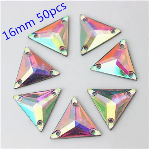 200-30pcs/bag Crystals AB Rhinestones trim Flat Back sewing 2 Hole Stones Resin Beads For DIY Wedding Dress Decoration 8Y668 - Цвет: 16mm 50pcs