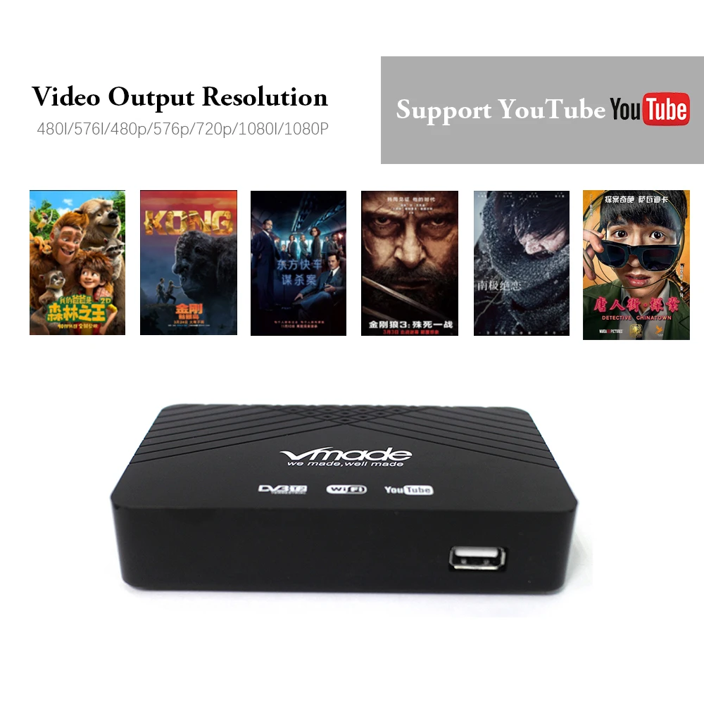 Vmade мини декодер для лица DVB T2 наземный приемник Поддержка Youtube IP tv wifi PVR tv BOX для России, Испании, Украины, Франции