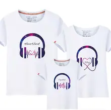 

Newest 1 piece Family Look Cartoon Headset T Shirts Summer Family Matching Father mother daughter Outfits Cotton clothes
