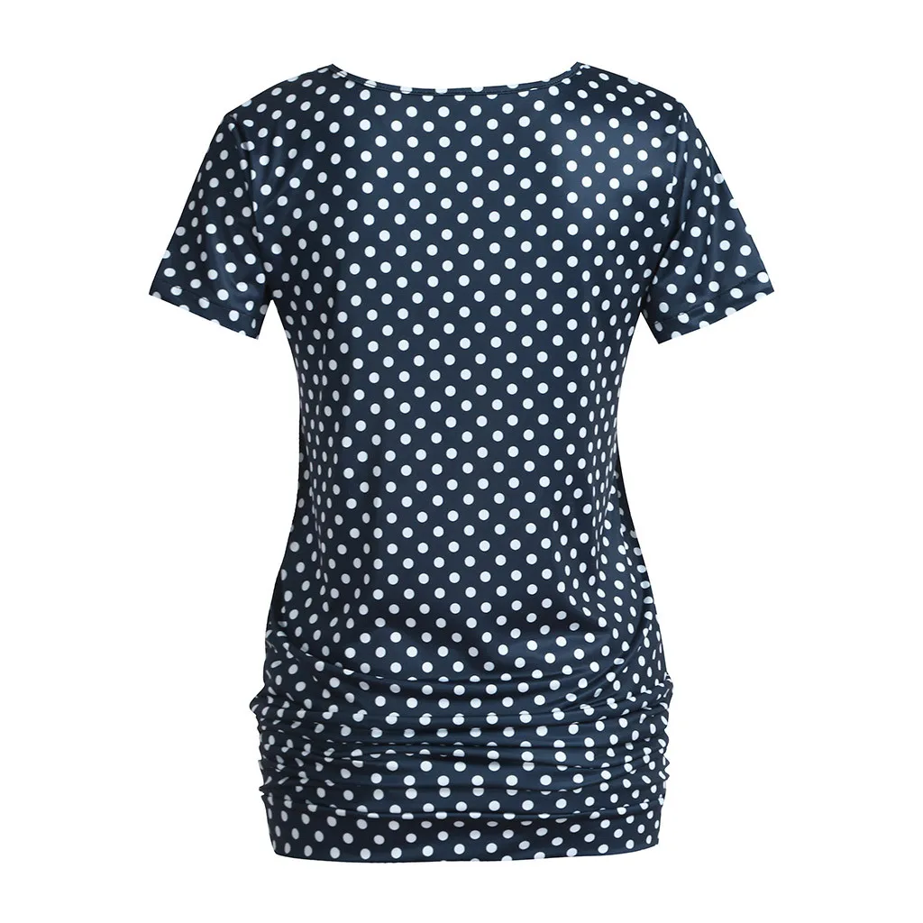 LONSANT блузка для беременных; женские топы с короткими рукавами для грудного вскармливания; футболки в горошек для беременных; удобная одежда из хлопка