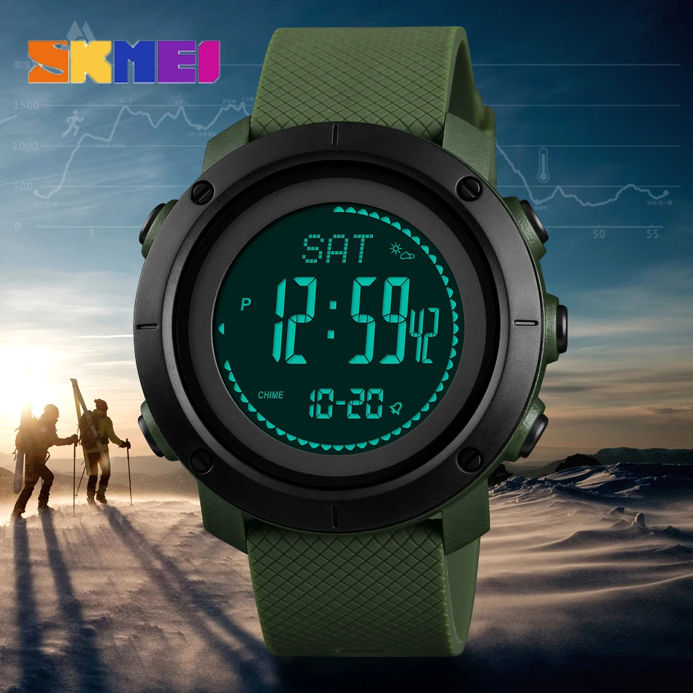 SKMEI Brand Mens Sports Watches Altimeter Barometer Compass Thermometer Weather Men Watch Pedometer Calories Digital Watch Women