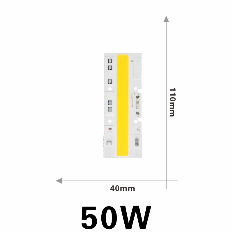 COB светодиодный чип 110 В 220 в высокой мощности 10 Вт 20 Вт 30 Вт 40 Вт 50 Вт 70 Вт 100 Вт 120 Вт вход Smart IC без драйвера светодиодный светильник прожектора точечный светильник - Испускаемый цвет: 50W long chip