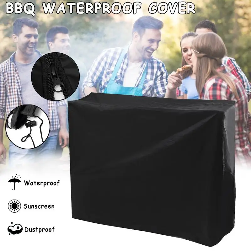 

Black Waterproof BBQ Cover BBQ Accessories Heavy Duty Zipper Grill Cover Anti Dust Rain Gas Charcoal Electric Barbeque Grill