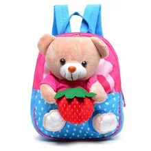 2017 Niños Lindos Bolsos de Escuela de Dibujos Animados Muñecas Del Oso Apliques Mochila de Lona Mini Bebé Niño Mochila Kindergarten Mochila