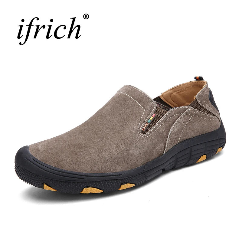 Мужские треккинговые кроссовки Ifrich коричневые брендовые кожаные уличные