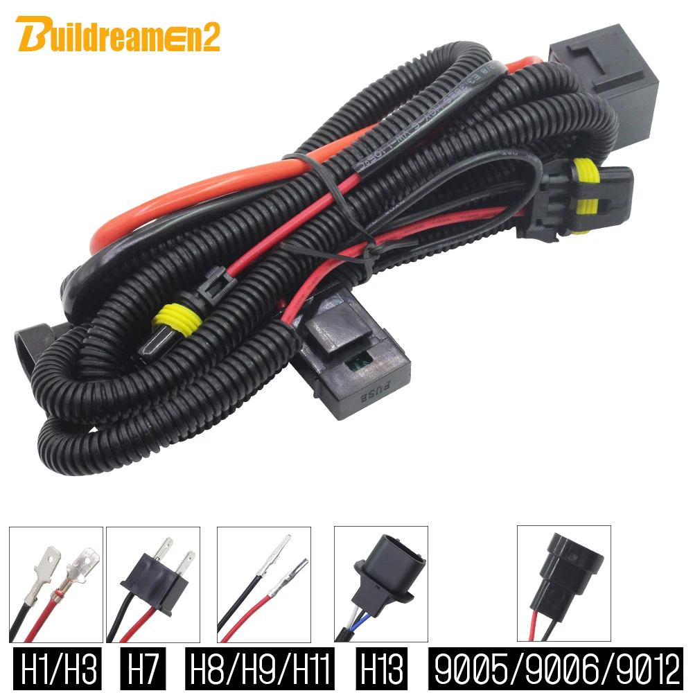 

Buildreamen2 H1 H3 H7 H8 H9 H11 9005 9006 9012 HID Xenon Kit Wire Relay Harness Wiring For Car Headlight Fog Light 35W 55W 12V